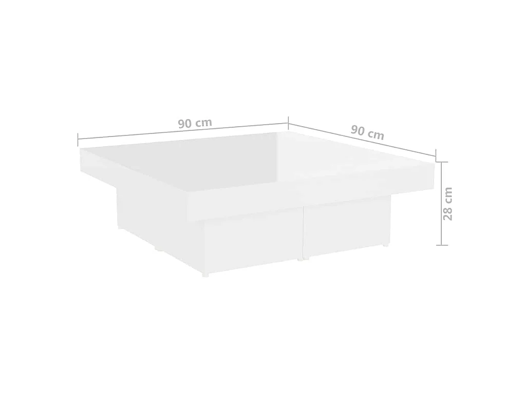 Mesa de centro 90x90x28cm derivados de madeira branco brilhante