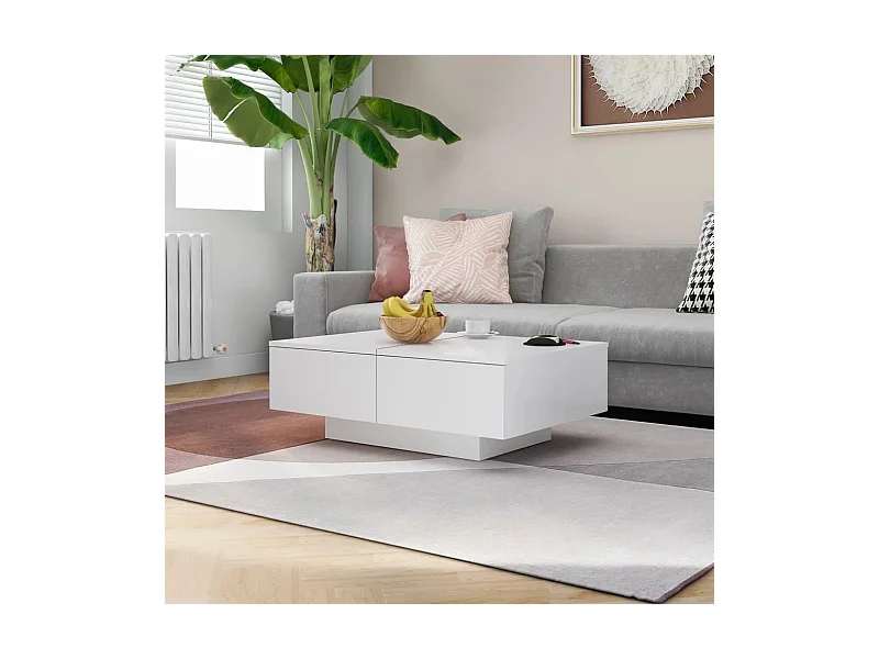 Couchtisch Weiß 90x60x31 cm Holzwerkstoff