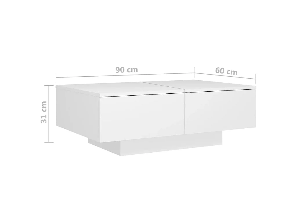 Couchtisch Weiß 90x60x31 cm Holzwerkstoff