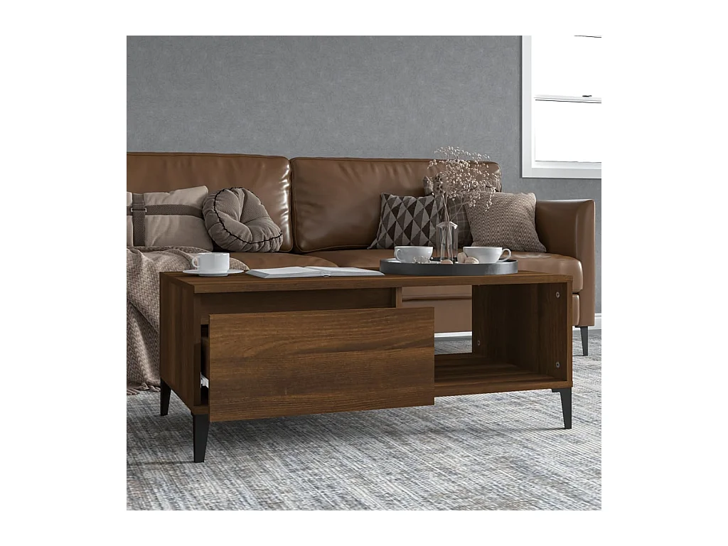 Table basse Chêne marron 90x50x36,5 cm Bois d'ingénierie