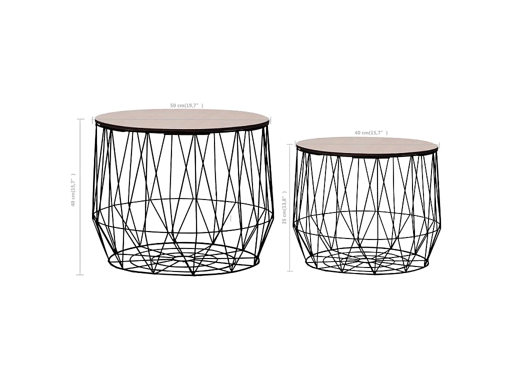 Tables basses 2 pcs noir