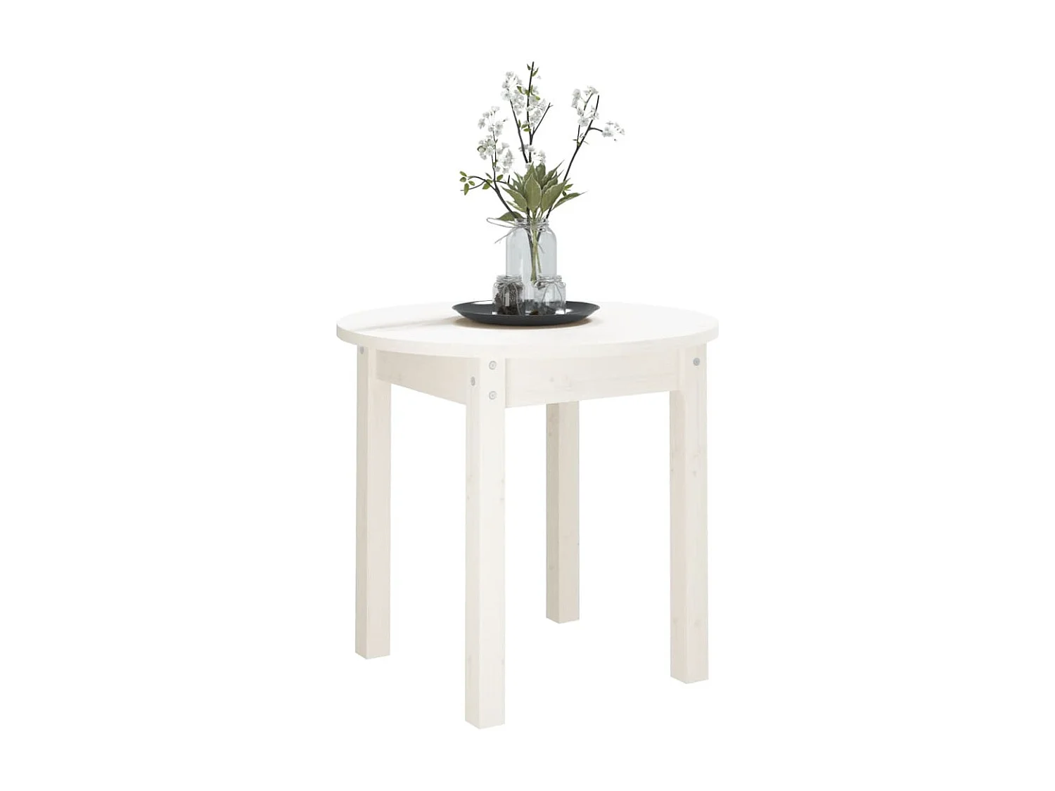 Table basse Blanc Ø 45x40 cm Bois massif de pin