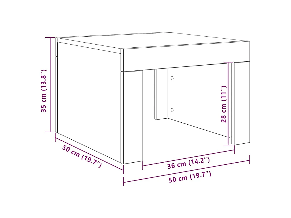Salontafel 50x50x35 cm bewerkt hout wit