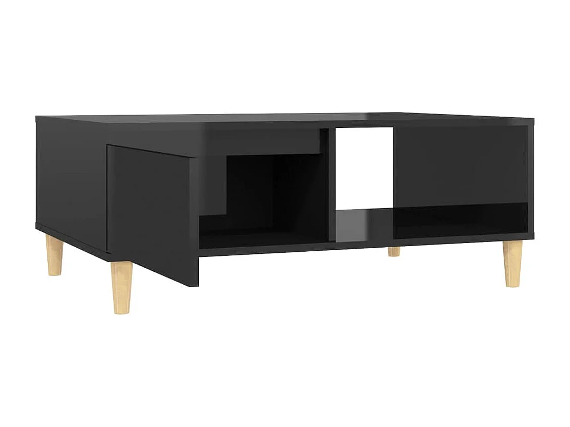 Table basse noir brillant 90x60x35 cm bois d'ingénierie