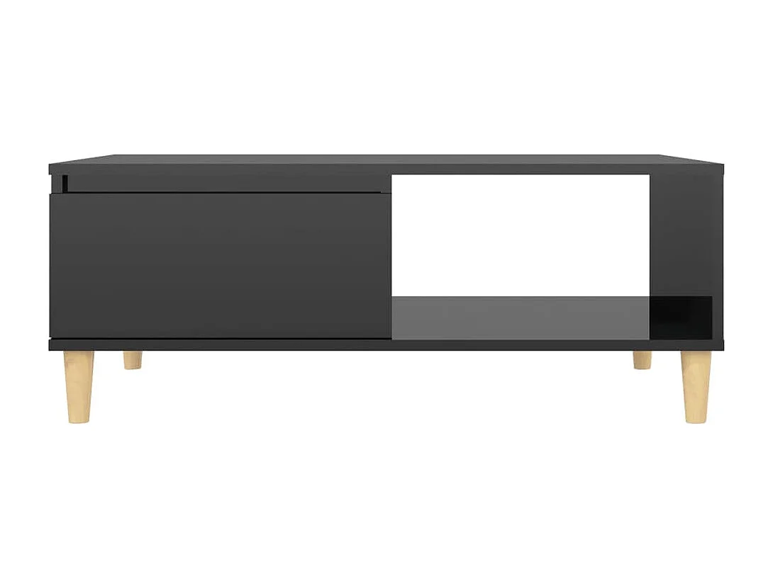 Table basse noir brillant 90x60x35 cm bois d'ingénierie