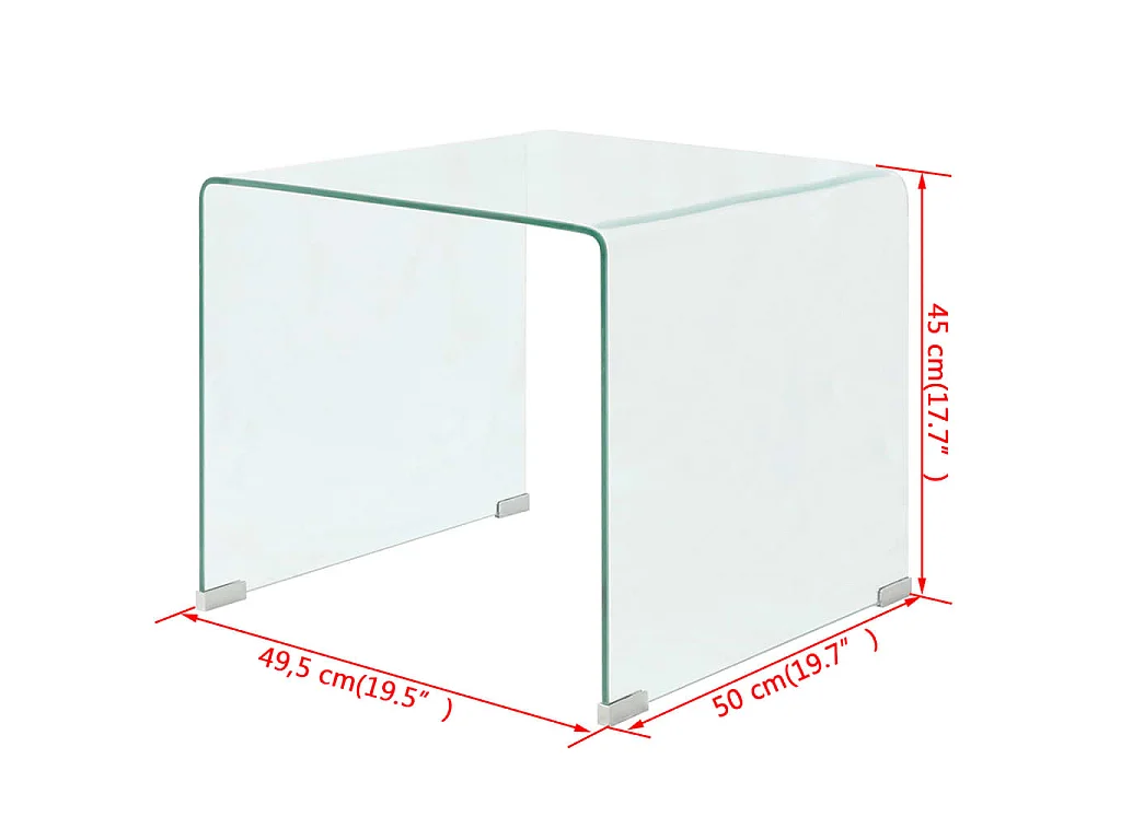Table basse 49,5 x 50 x 45 cm Verre trempé Transparent