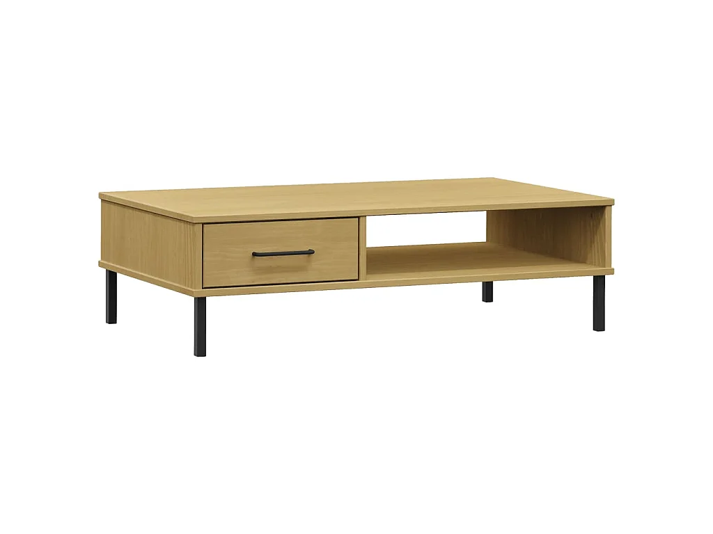 Table basse avec pieds en métal Marron Bois pin massif OSLO