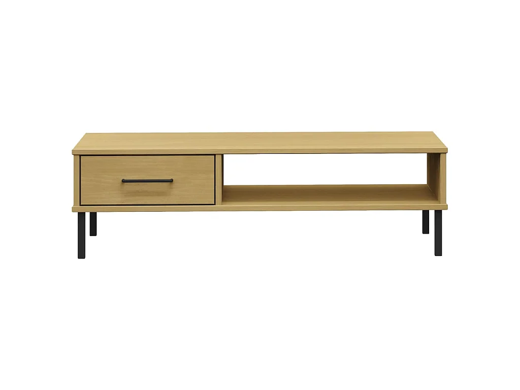 Table basse avec pieds en métal Marron Bois pin massif OSLO