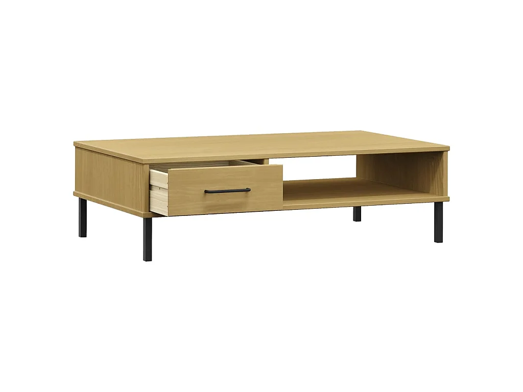 Table basse avec pieds en métal Marron Bois pin massif OSLO