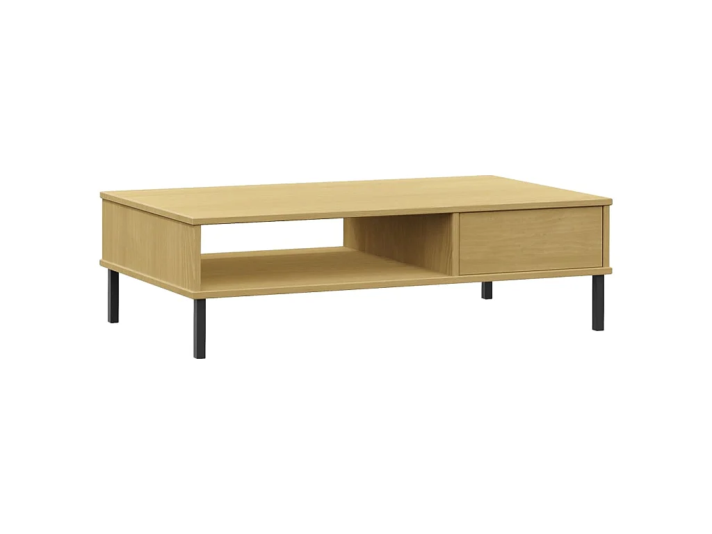 Table basse avec pieds en métal Marron Bois pin massif OSLO