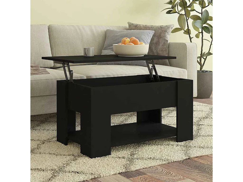 Tavolino da Salotto Nero 79x49x41 cm in Legno Multistrato