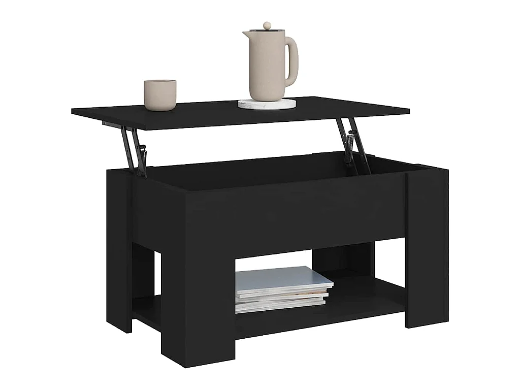 Tavolino da Salotto Nero 79x49x41 cm in Legno Multistrato