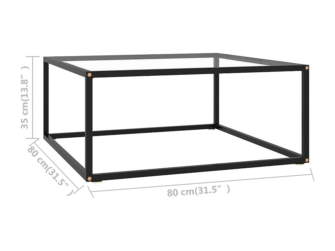 Table basse Noir avec verre trempé 80x80x35 cm