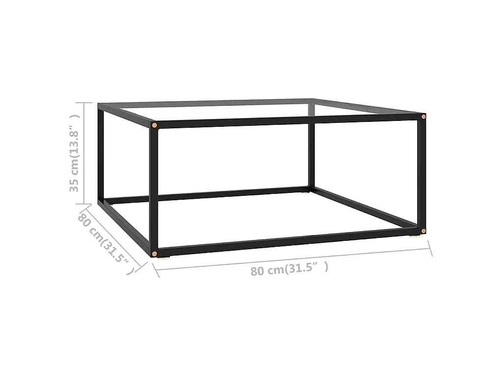 Table basse Noir avec verre trempé 80x80x35 cm