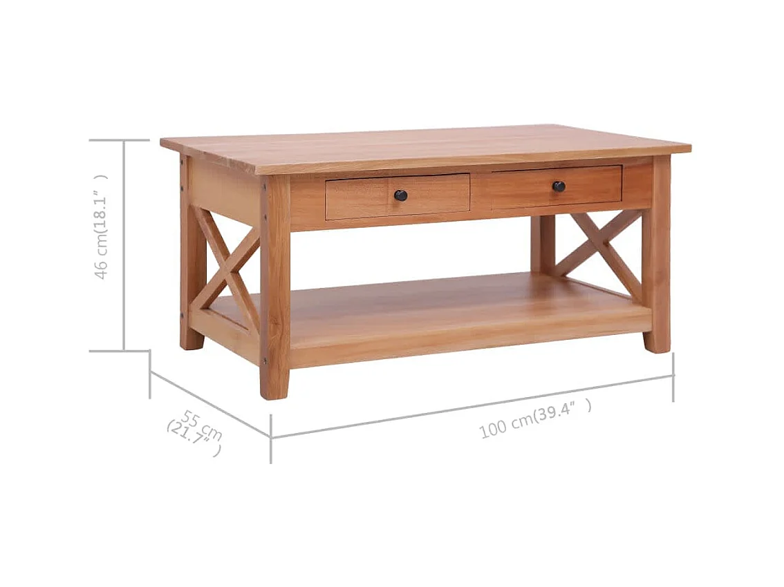 Salontafel 100x55x46 cm massief mahoniehout