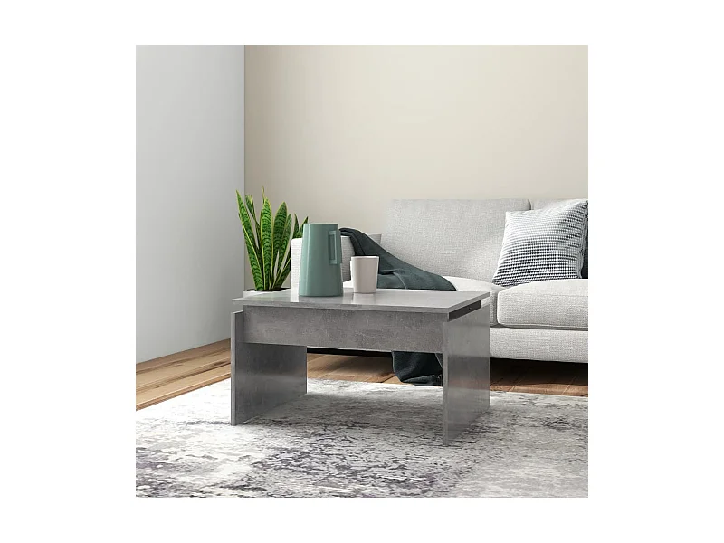 Tavolino da Salotto Grigio Cemento 68x50x38cm Legno Multistrato