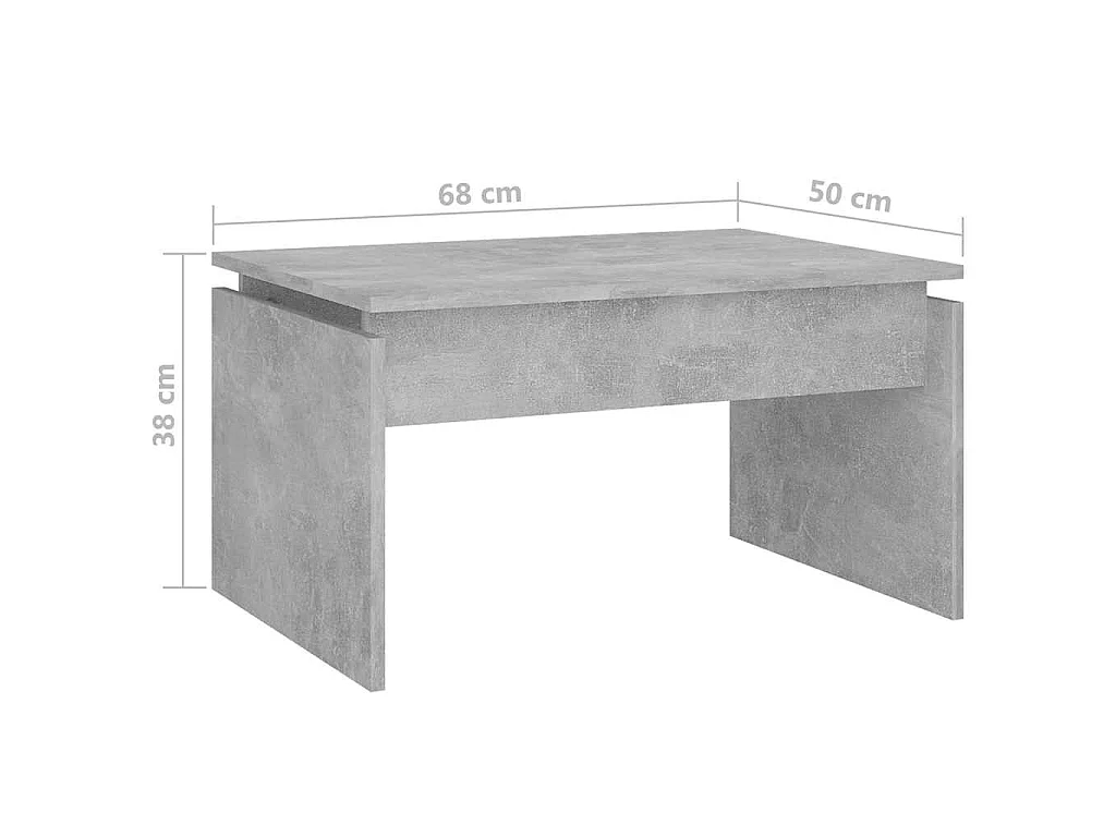 Mesa de centro 68x50x38 cm derivados madeira cinzento cimento