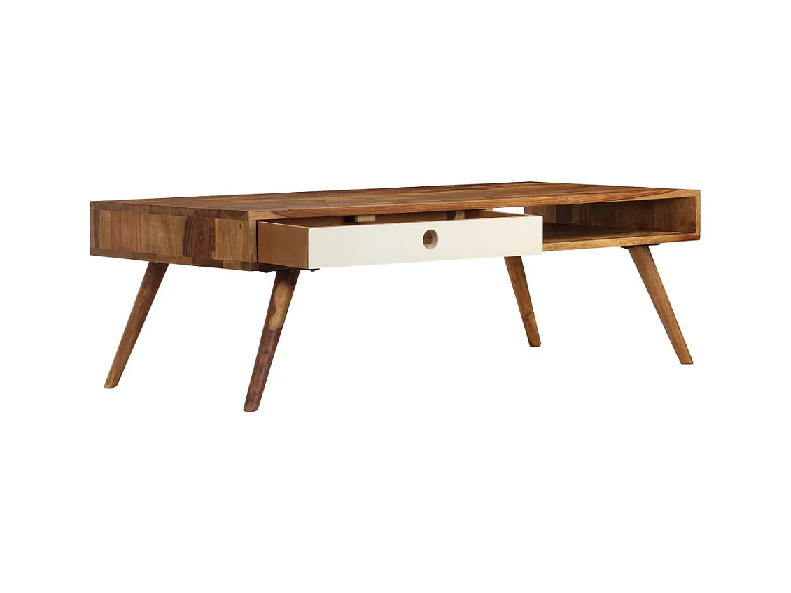 Mesa de centro de madera maciza de acacia 110x50x35 cm