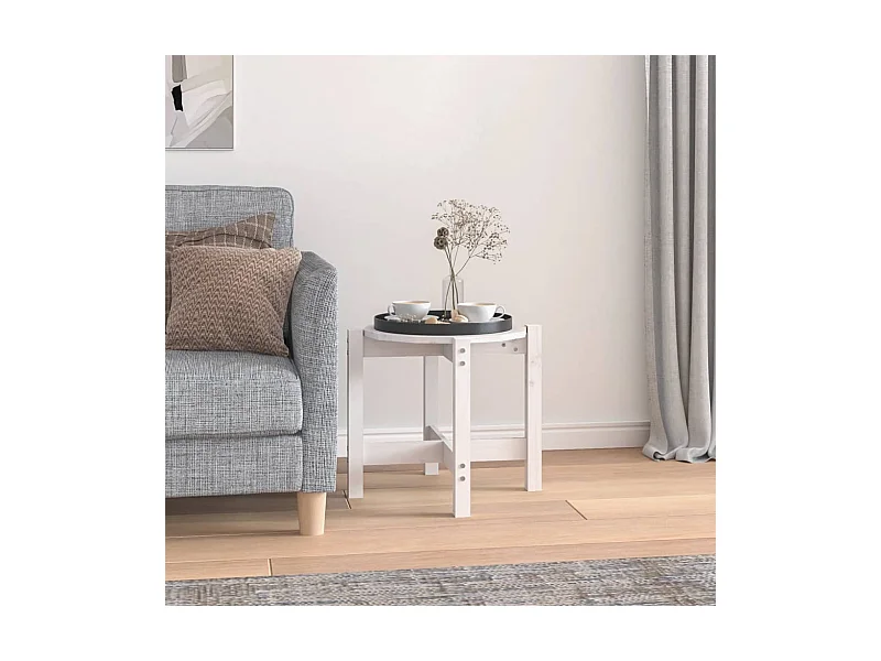 Mesa de centro Ø 52,5x45 cm madeira de pinho maciça branco