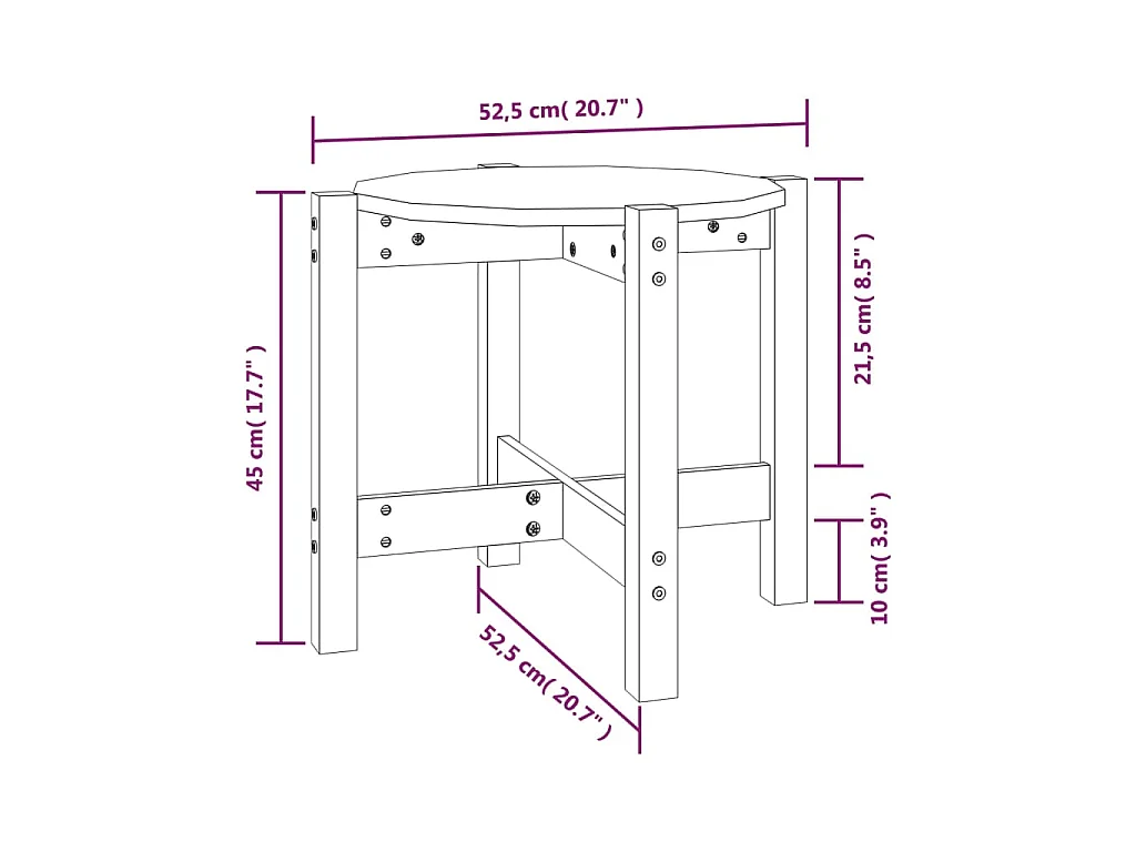 Table basse Blanc Ø 52,5x45 cm Bois massif de pin