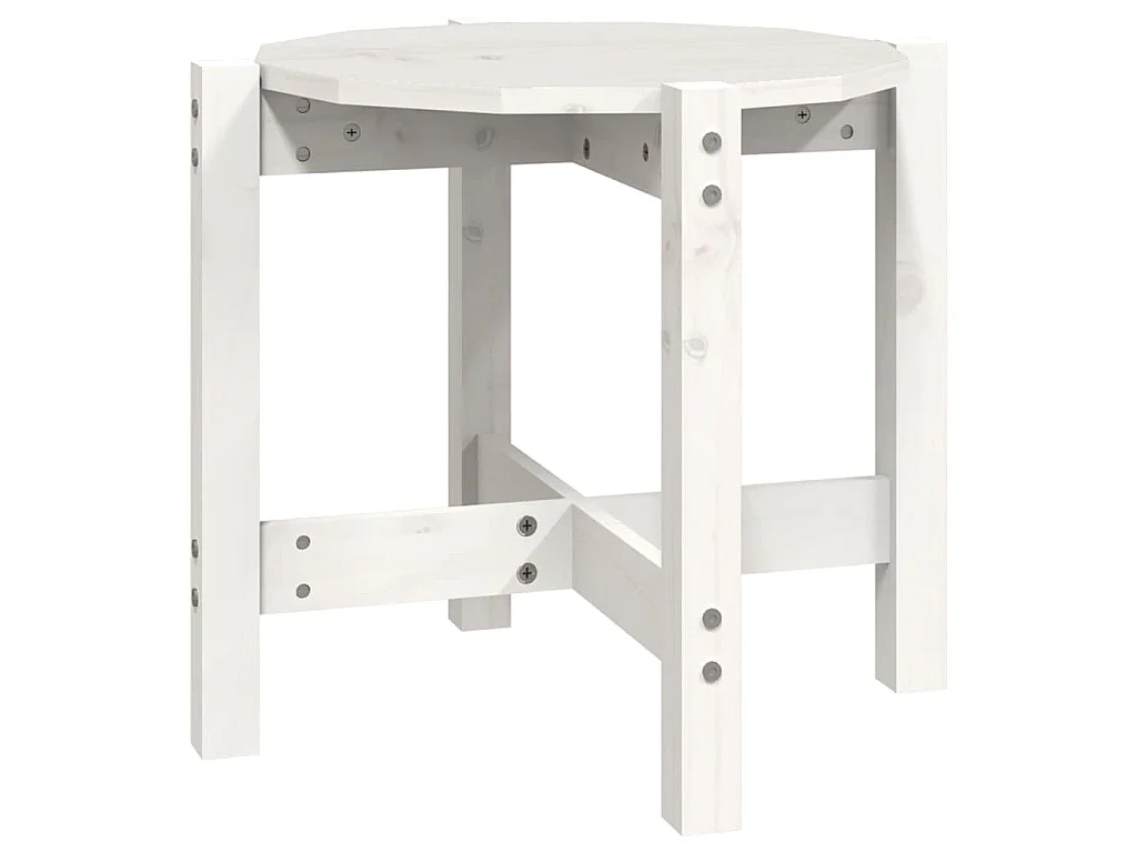 Table basse Blanc Ø 52,5x45 cm Bois massif de pin