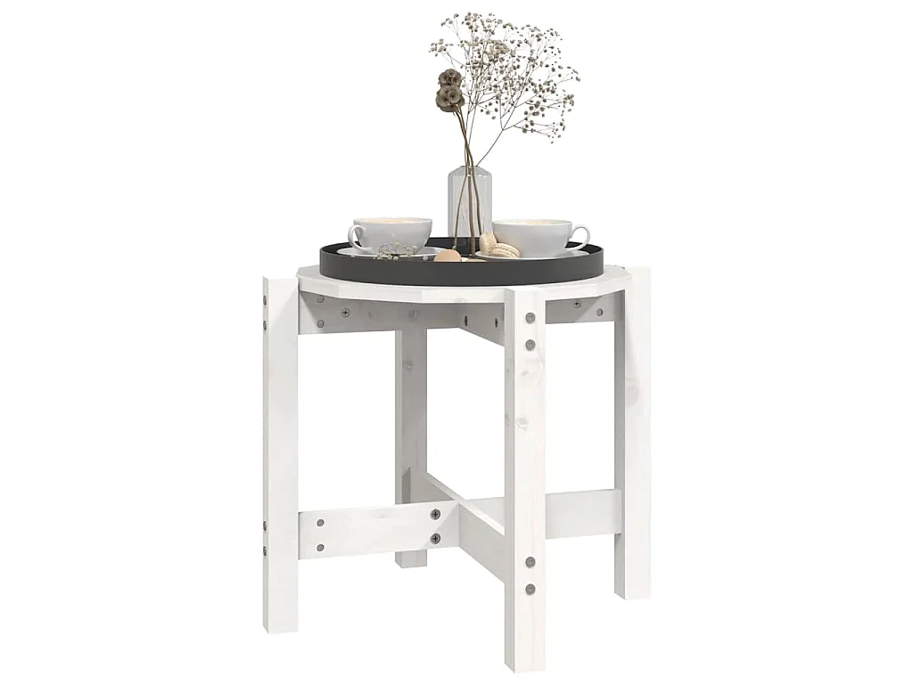 Table basse Blanc Ø 52,5x45 cm Bois massif de pin