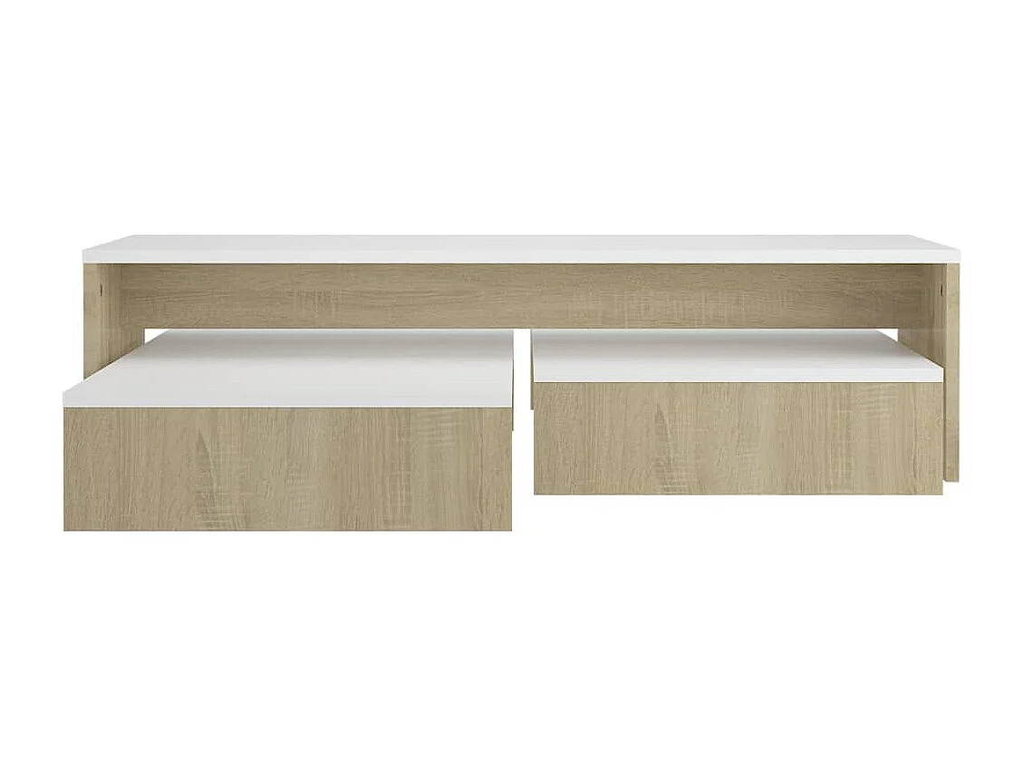 Ensemble de tables basses gigognes Blanc chêne 100x100x26,5 cm