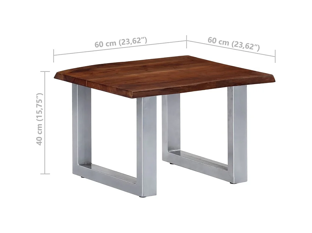 Salontafel met natuurlijke randen 60x60x40 cm acaciahout