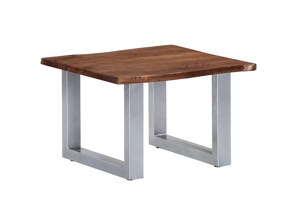 Table basse avec bord naturel 60x60x40 cm Bois d'acacia massif