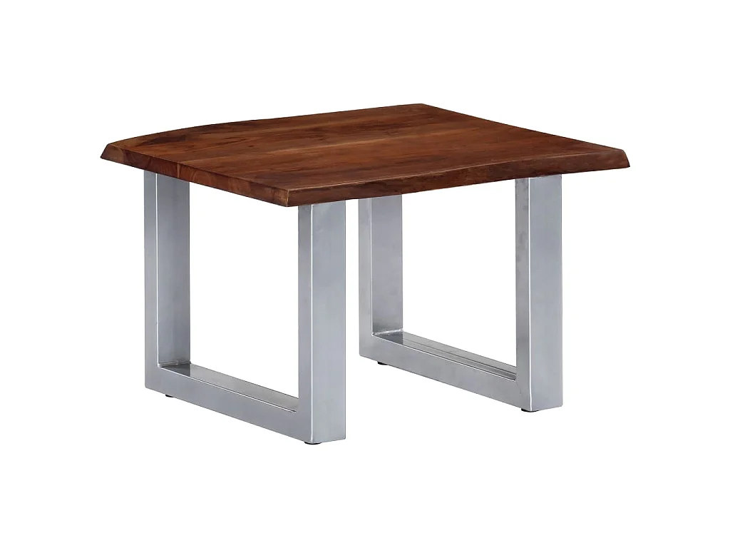 Table basse avec bord naturel 60x60x40 cm Bois d'acacia massif
