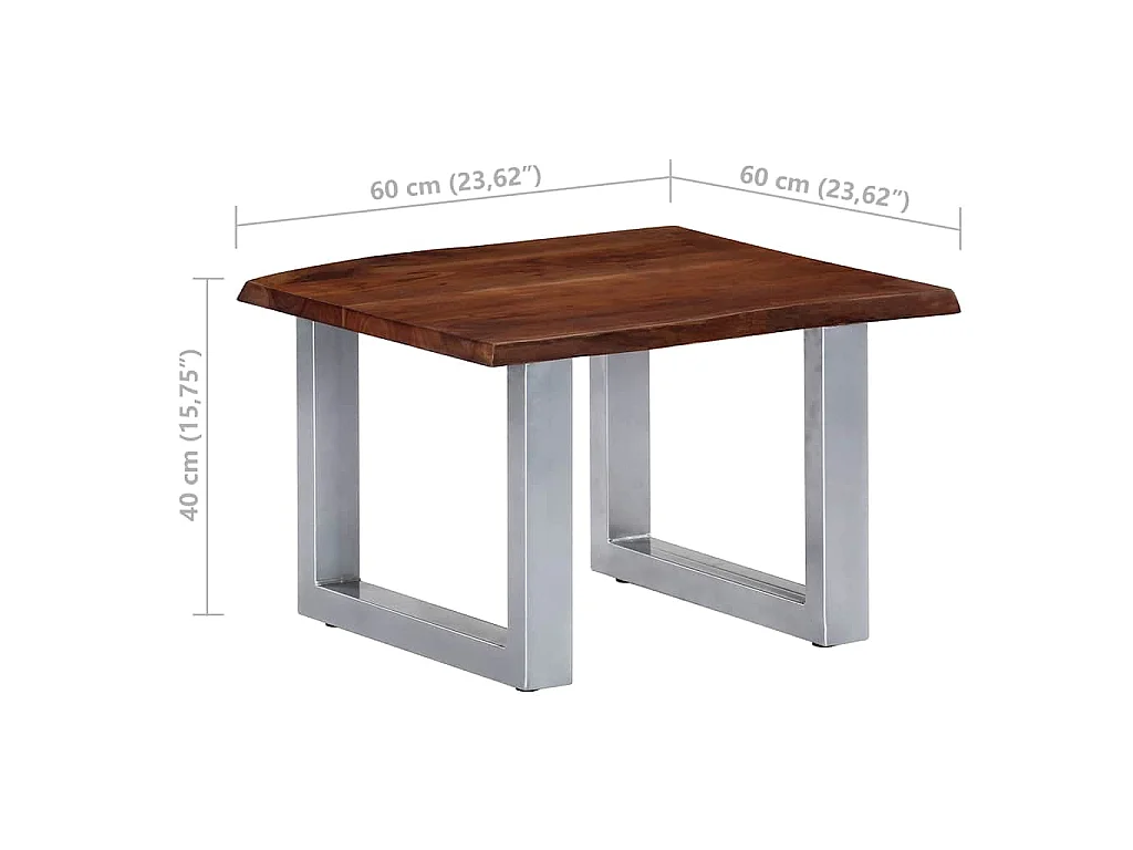 Salontafel met natuurlijke randen 60x60x40 cm acaciahout