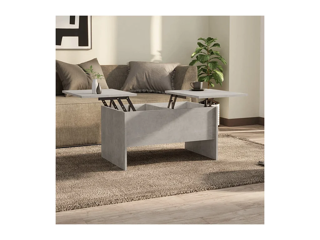 Table basse gris béton 80x50x42,5 cm bois d'ingénierie