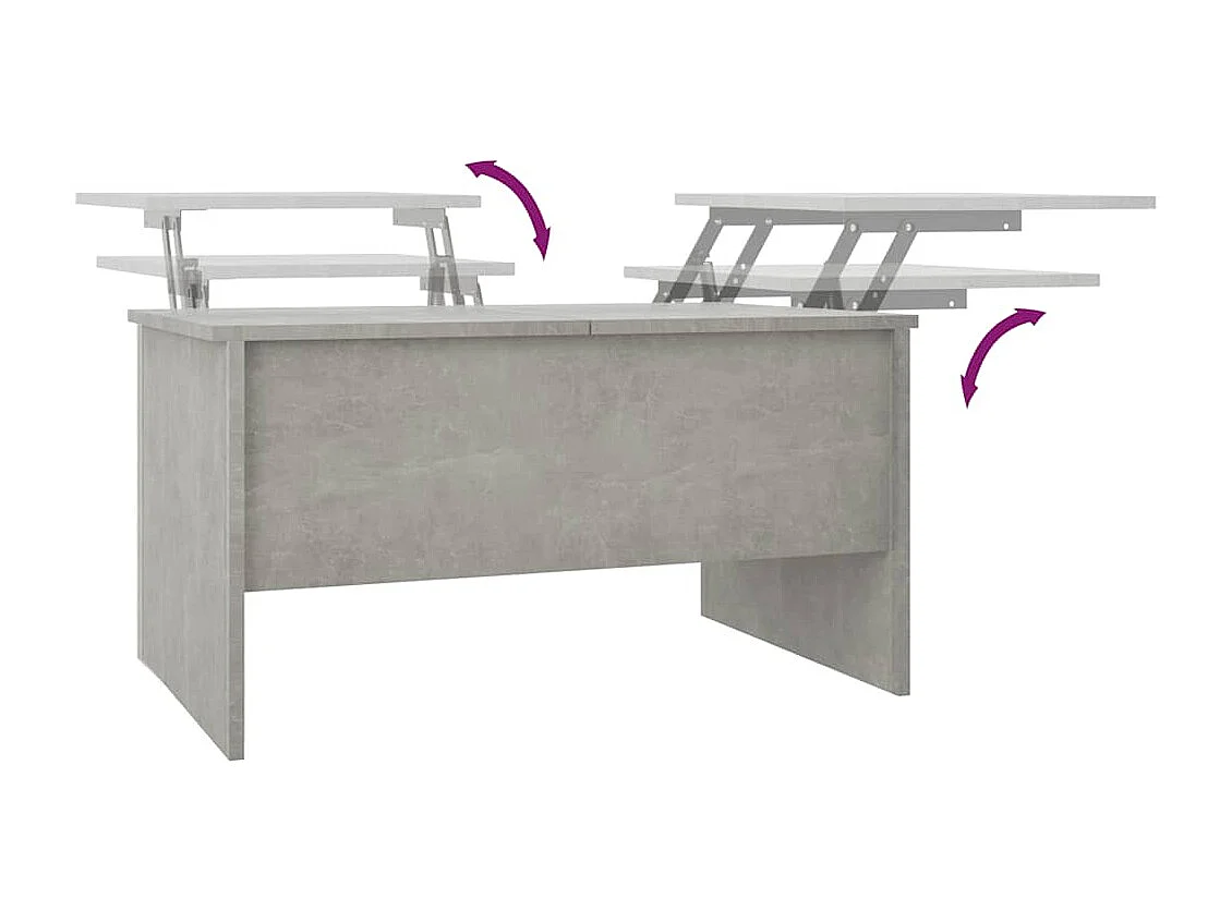 Tavolino Salotto Grigio Cemento 80x50x42,5 cm Legno Multistrato