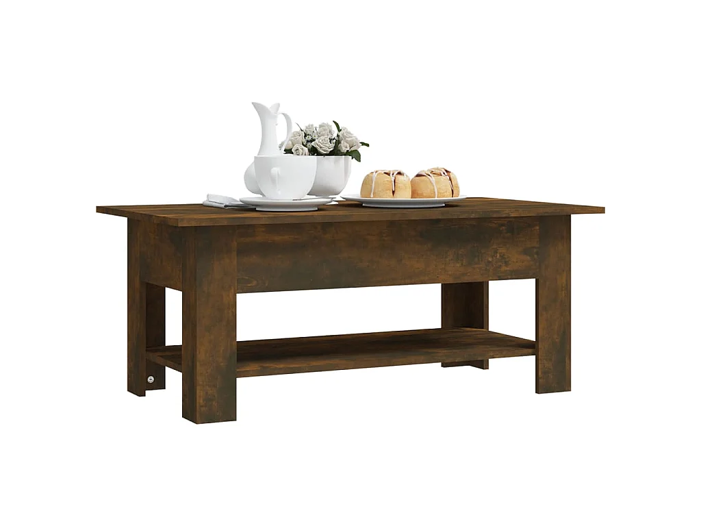 Table basse chêne fumé 102x55x42 cm bois d'ingénierie