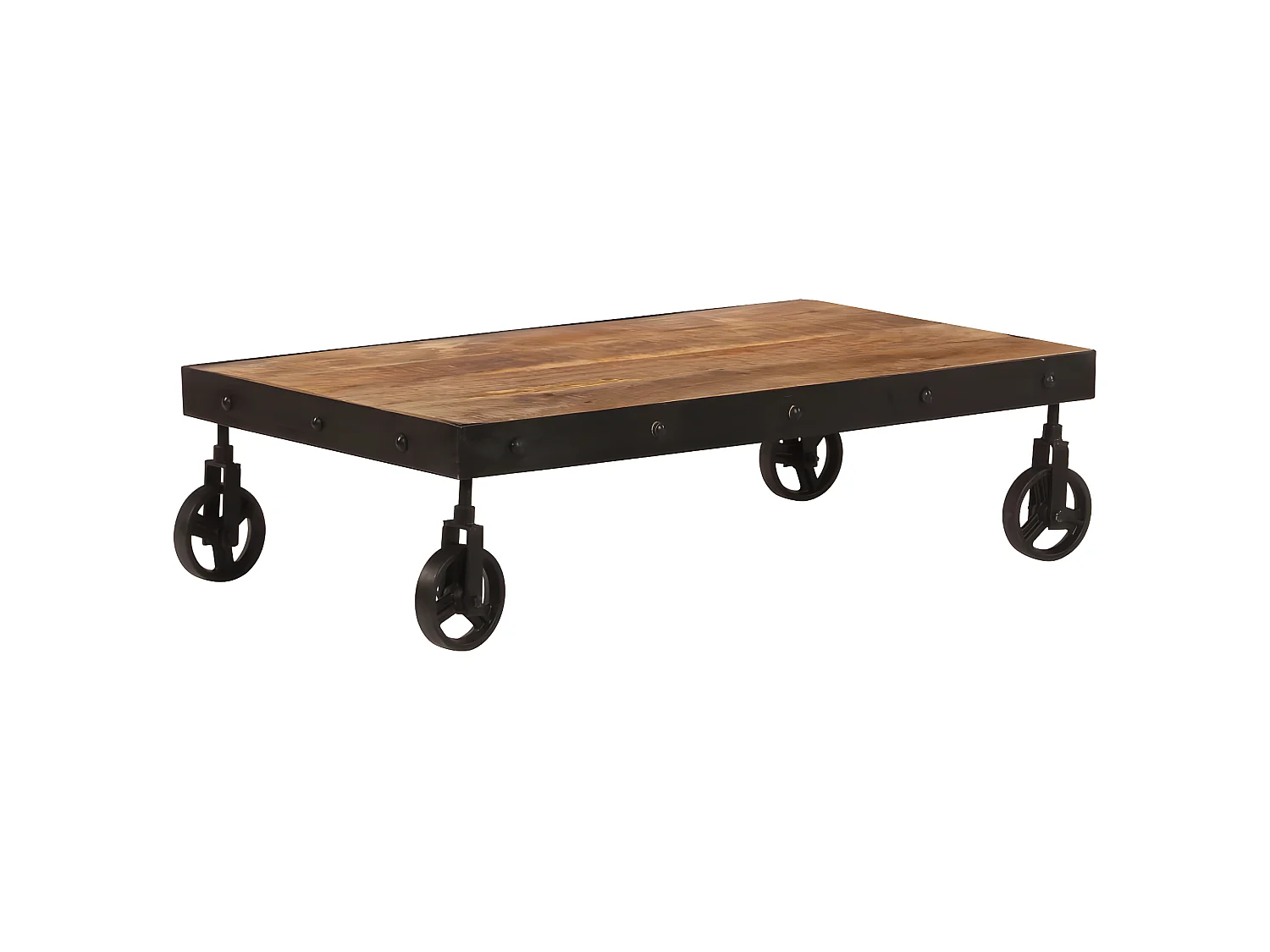 Table basse avec roulettes Bois de manguier massif 100x60x26 cm
