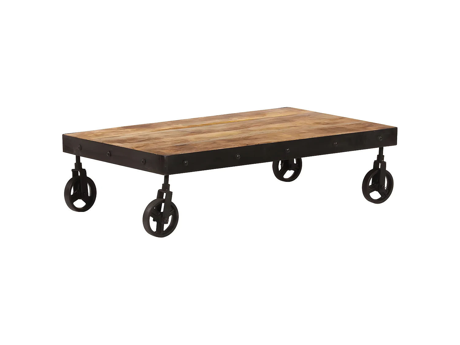 Table basse avec roulettes Bois de manguier massif 100x60x26 cm