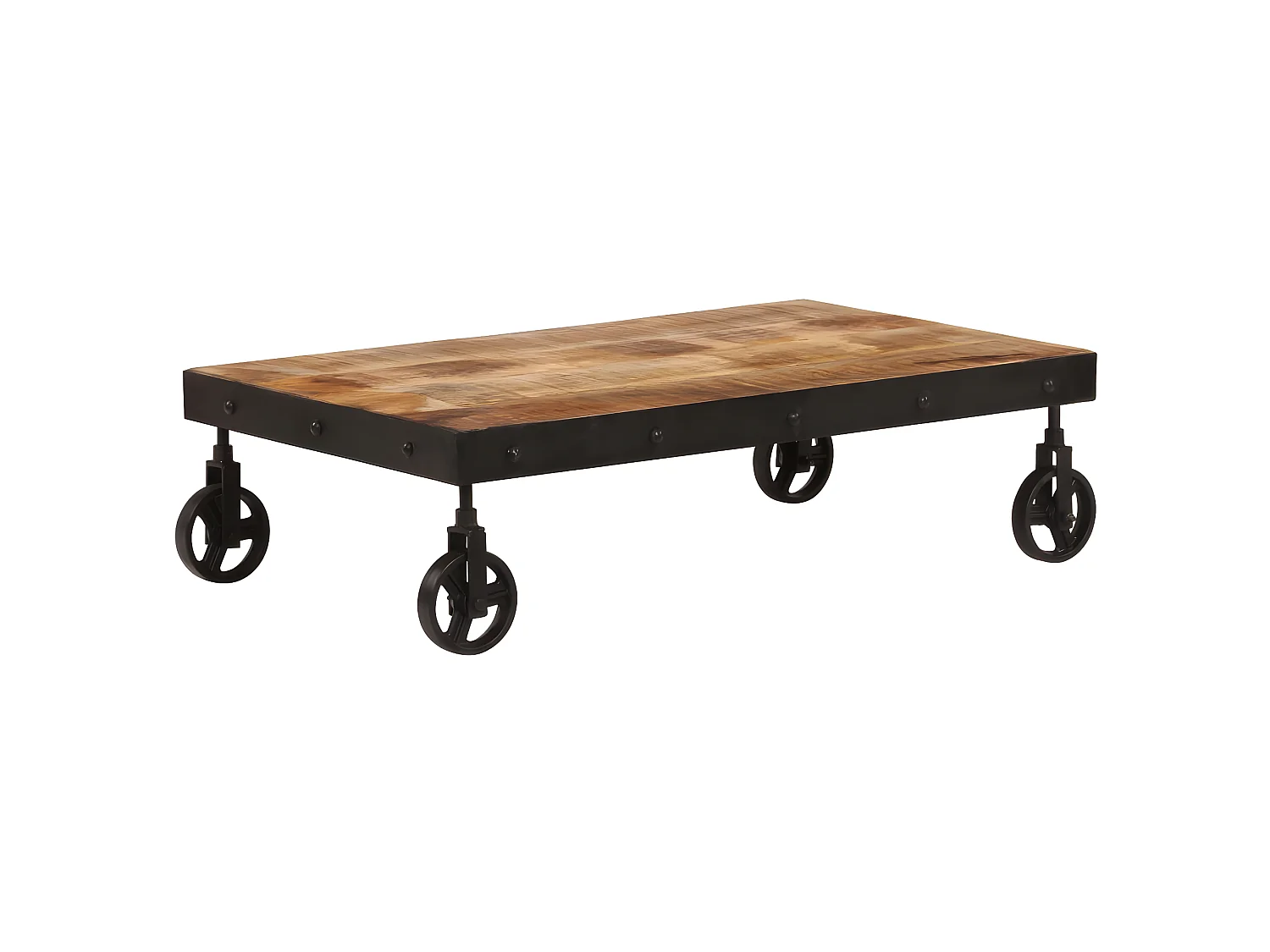 Table basse avec roulettes Bois de manguier massif 100x60x26 cm