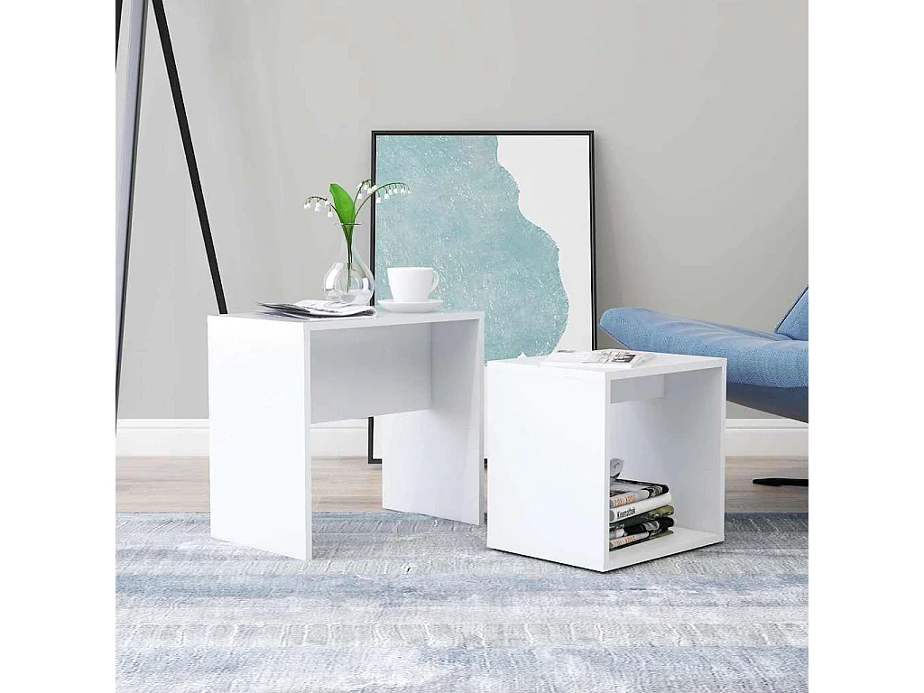 Ensemble de table basse Blanc 48x30x45 cm Bois d'ingénierie