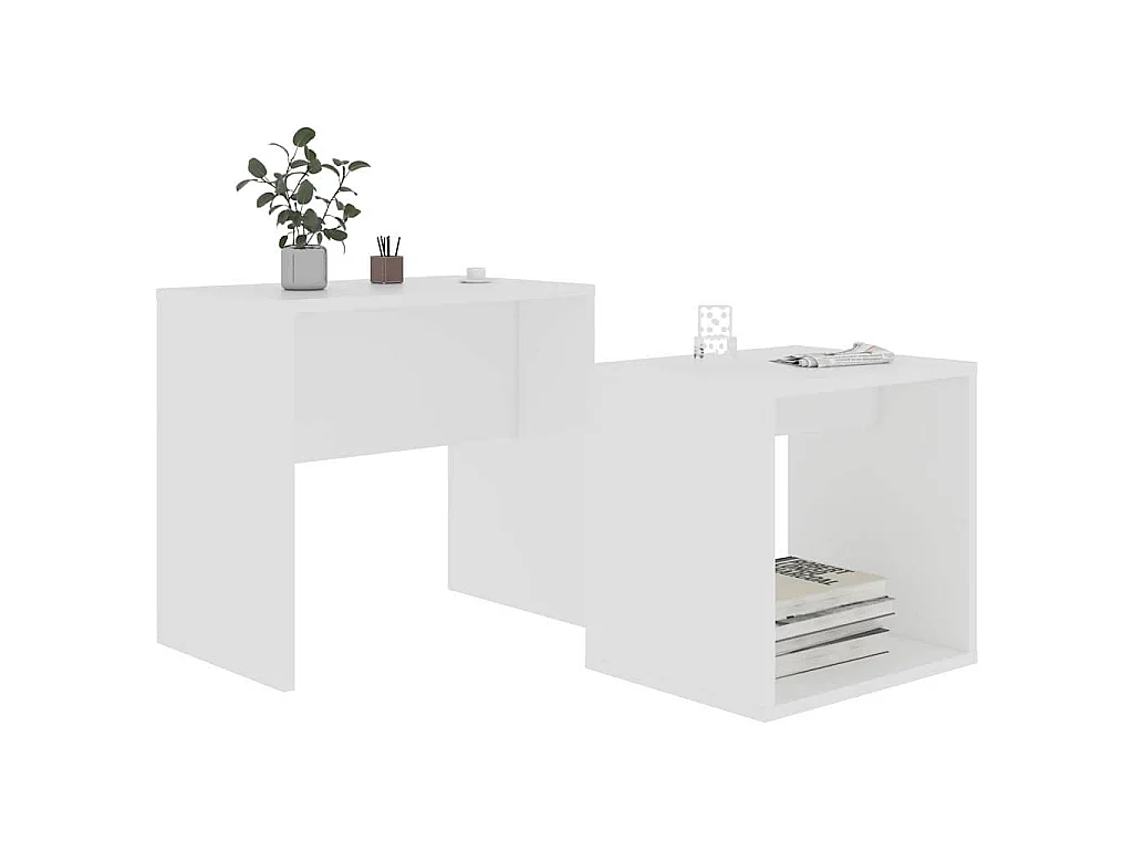 Ensemble de table basse Blanc 48x30x45 cm Bois d'ingénierie