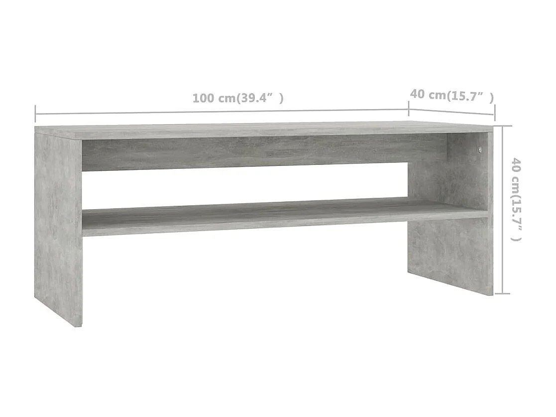 Couchtisch Betongrau 100x40x40 cm Holzwerkstoff