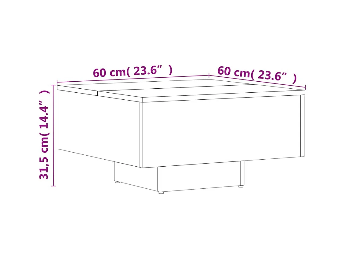 Table basse blanc 60x60x31,5 cm bois d'ingénierie