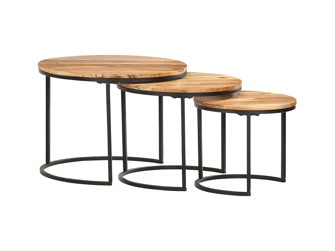 Tables gigognes 3 pcs Bois d'acacia massif