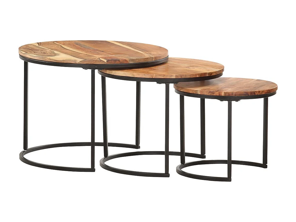 Tables gigognes 3 pcs Bois d'acacia massif