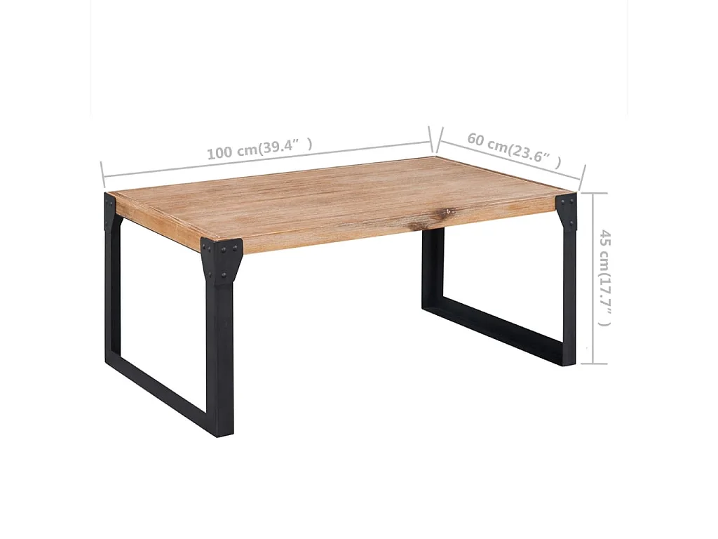 Table basse bois d'acacia massif 100x60x45 cm
