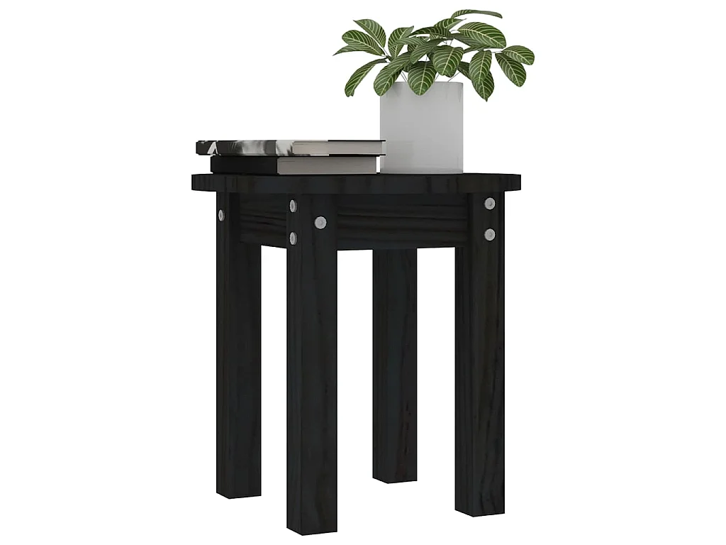 Table basse Noir Ø 35x35 cm Bois massif de pin