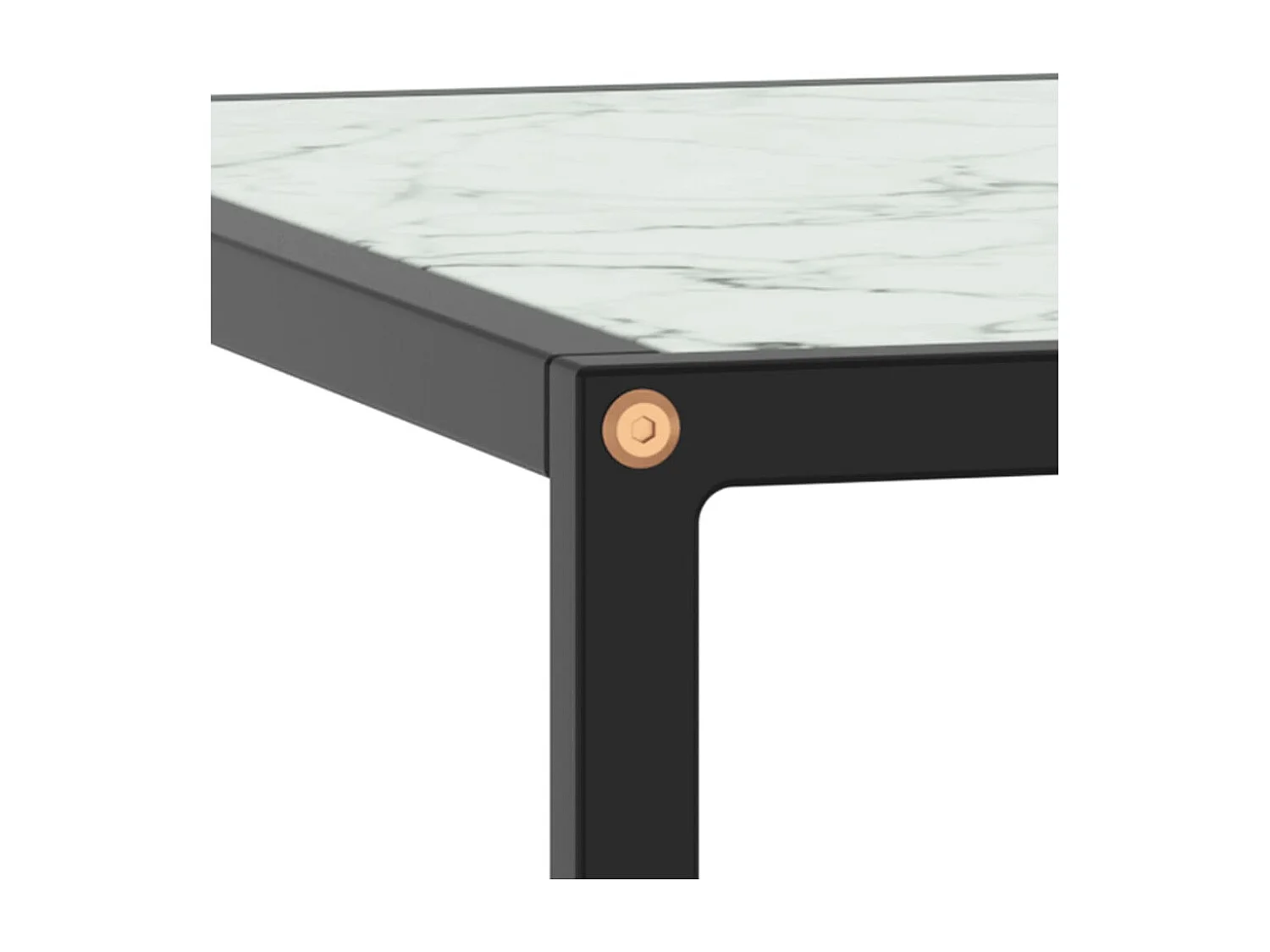 Table basse Noir avec verre marbre blanc 80x80x35 cm