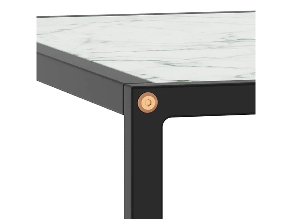 Table basse Noir avec verre marbre blanc 80x80x35 cm