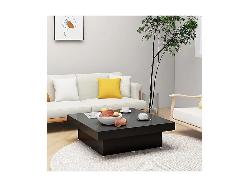 Salontafel 90x90x28 cm bewerkt hout zwart