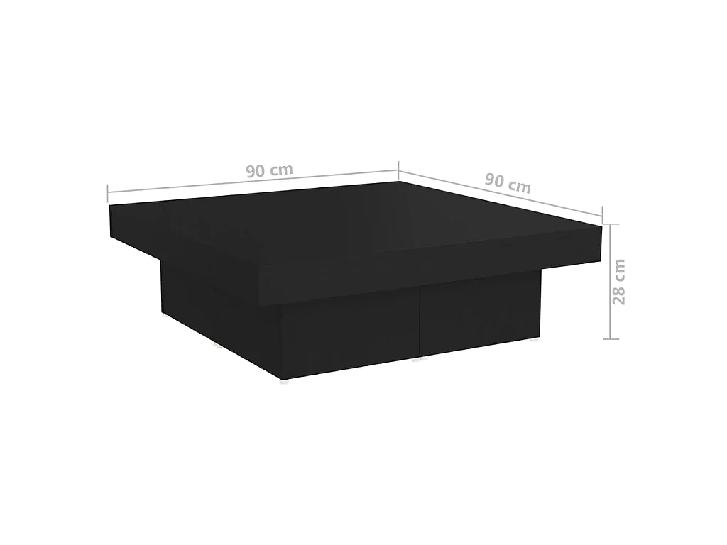 Couchtisch Schwarz 90x90x28 cm Holzwerkstoff