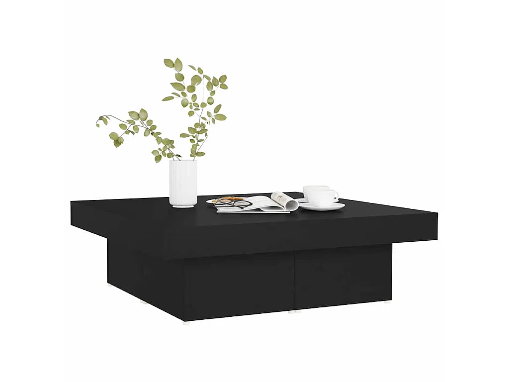 Table basse noir 90x90x28 cm bois d'ingénierie